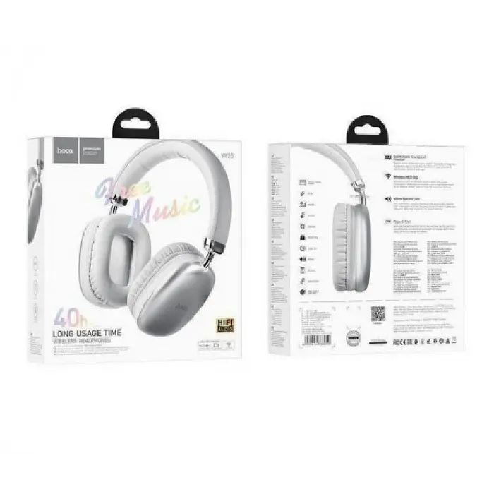 Беспроводные блютуз наушники с микрофоном серые, Bluetooth стерео гарнитура Hoco W35 Free Music - фото 3