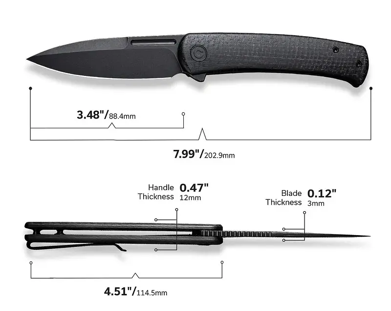 Нож складной Civivi Caetus C21025C-2 черный - Micarta - черное лезвие - фото 10