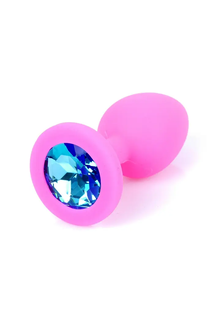 Анальна пробка - Jewellery Silicone Pink Plug S Light Blue - фото 4