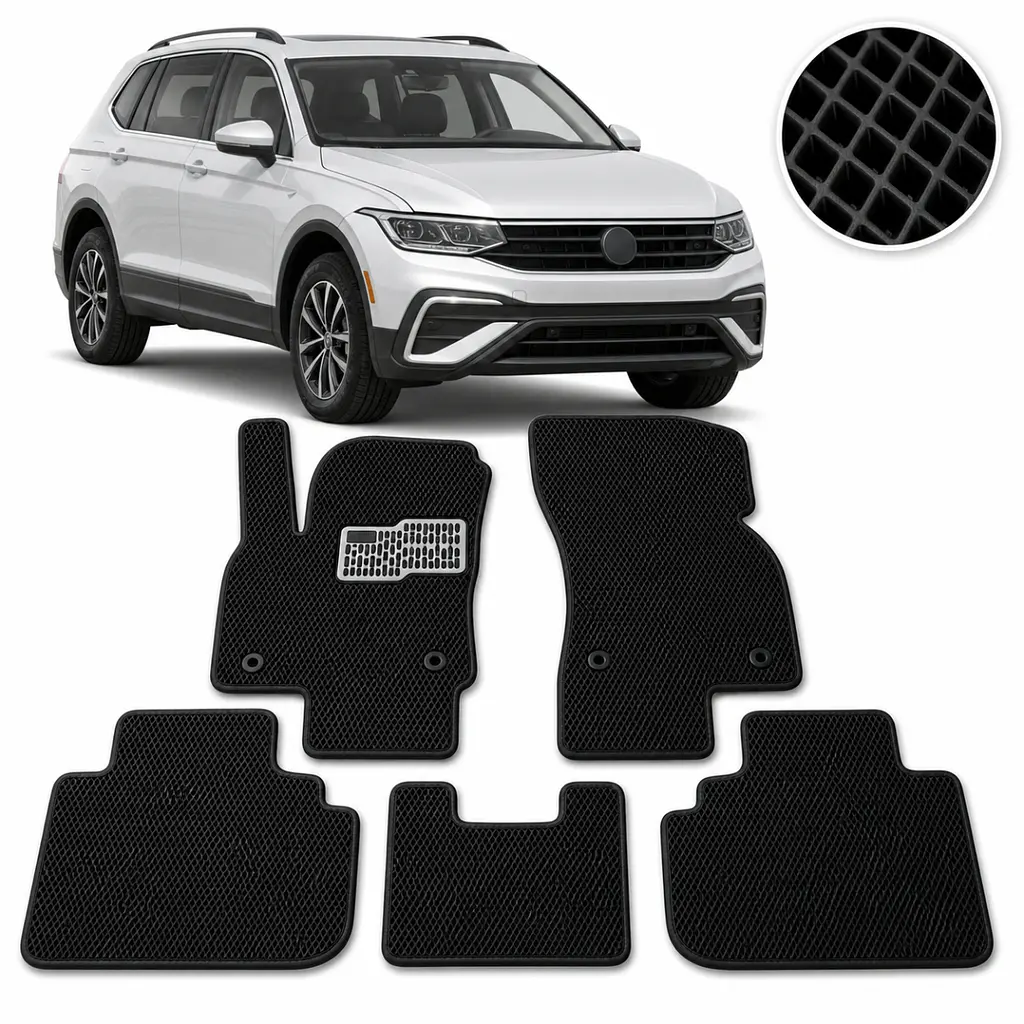 Килимки у салон EVA для Volkswagen Tiguan II USA Allspace 2015- з підп'ятником Чорні 5 шт
