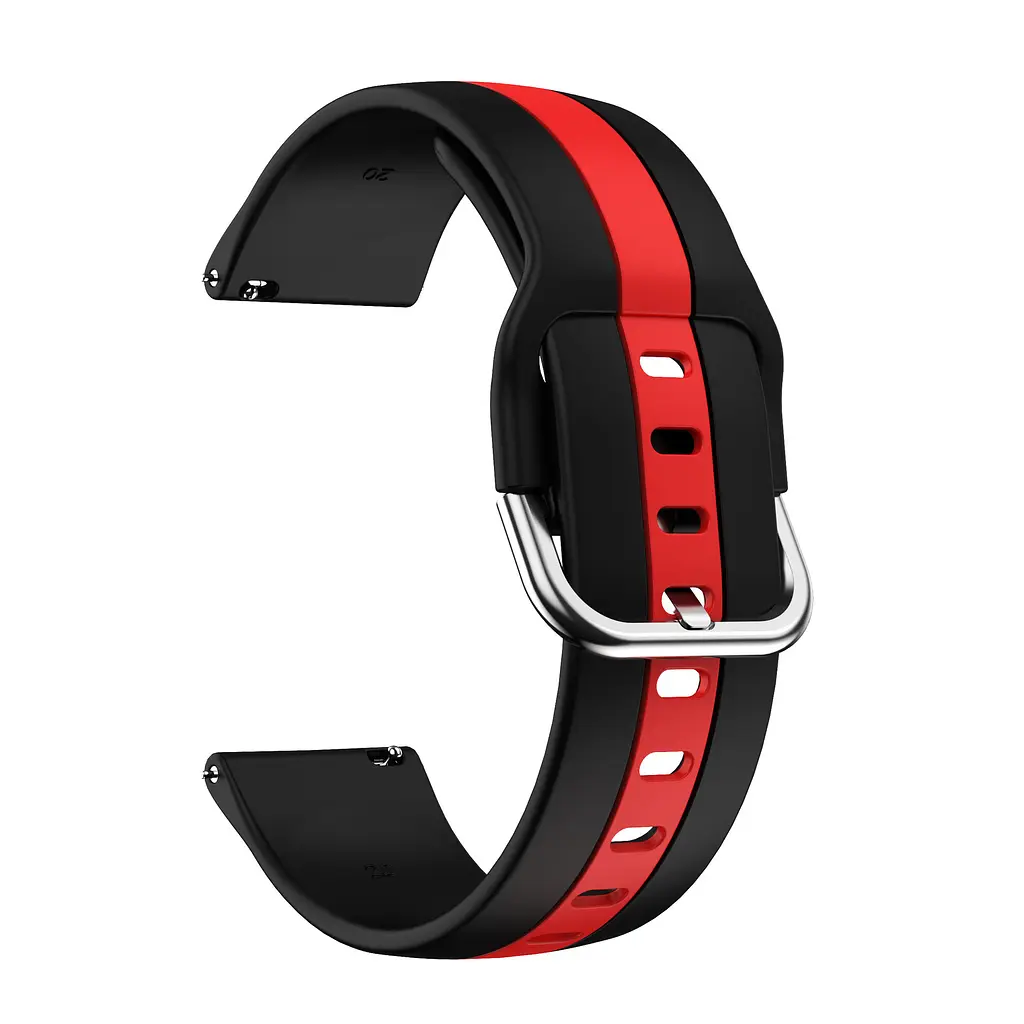 Ремешок для Samsung Galaxy Watch 4 40mm - черно-красный ширина крепления 20мм силикон Watchbands D2 Normal (W37-3WB95110793) - фото 2