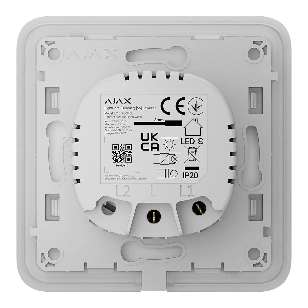Розумний димерний вимикач світла Ajax LightSwitch (Dimmer) White (26-00550) - фото 4