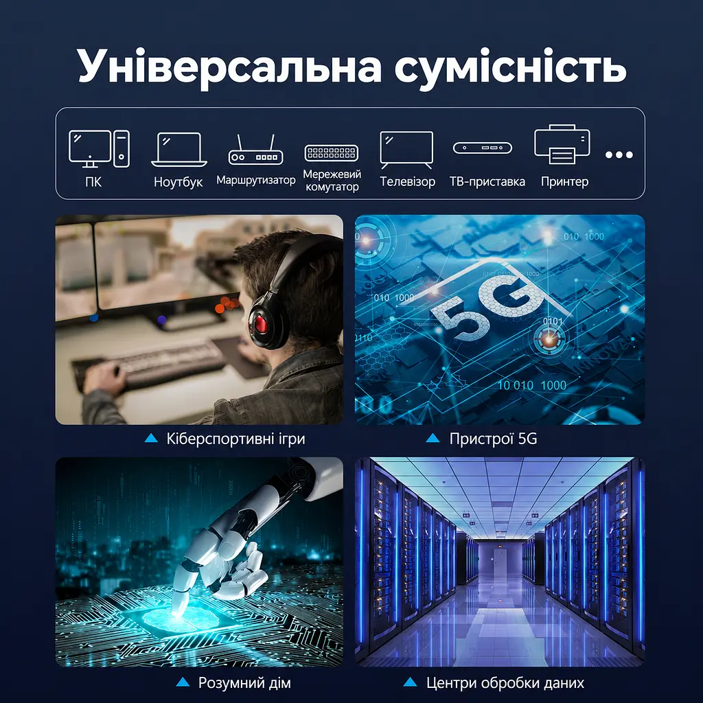 Плоский мережевий кабель Ethernet Vention 1 м патч-корд RJ45 штекер на RJ45 штекер Cat.7 до 10 Гбіт/с з екрануванням алюмінієвою фольгою з провідниками з безкисневої міді смуга пропускання 600 МГц чорний (ICGBF) - фото 12