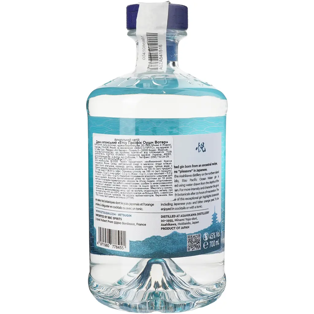 Джин Etsu Pacific Ocean Water 43% 0.7 л у подарунковій коробці - фото 5
