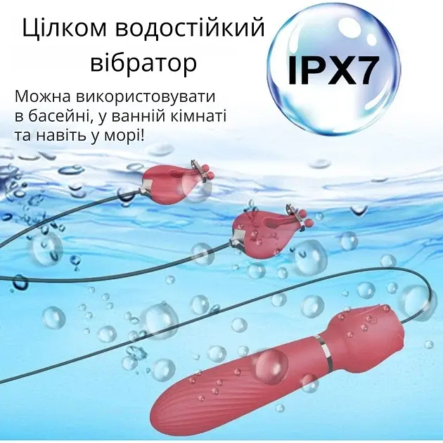Вібратор 2 в 1 I'MCUM RoseTouch для сосків і вагінальний Червоний (IM-ZDB296) - фото 9