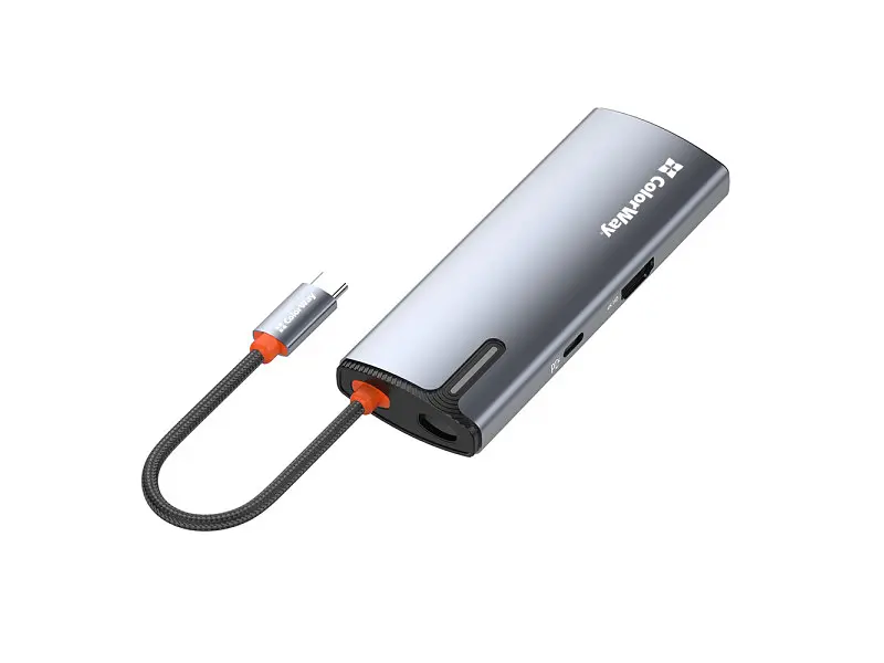 Мультипортовий адаптер ColorWay USB-C to 3xUSB-A 3.0 HDMI 4K RJ-45 USB-C PD 100W Dark Grey (CW-HUB02) - фото 6