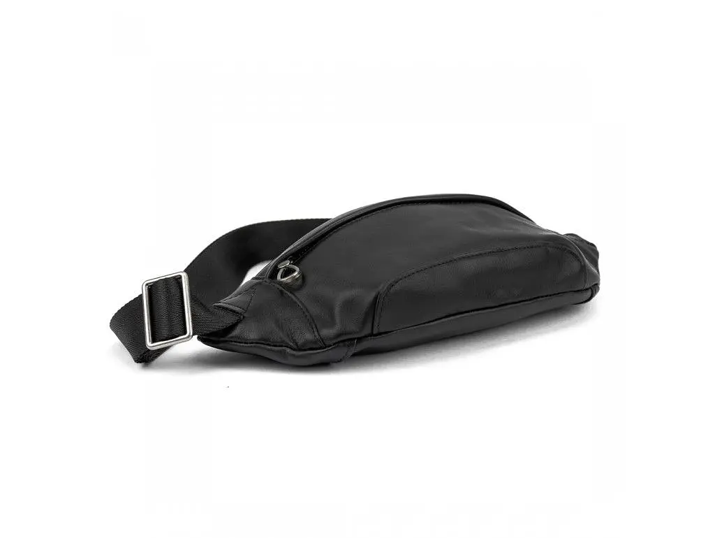 Сумка на пояс з телячої шкіри Tiding Bag t0010A чорний - фото 4