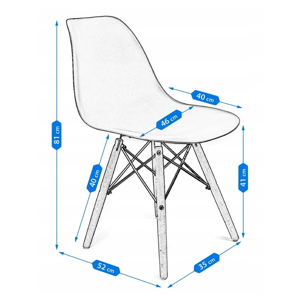 Стул Jumi Eva в скандинавском стиле с деревянными ножками черный - фото 6