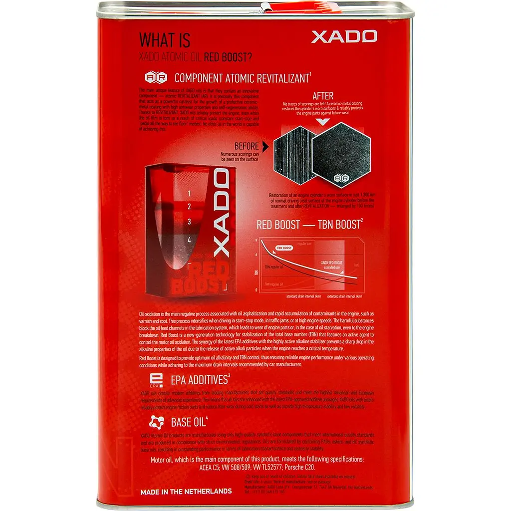 Моторна олива XADO 0W-20 508/509 Red Boost синтетична 5 л - фото 3
