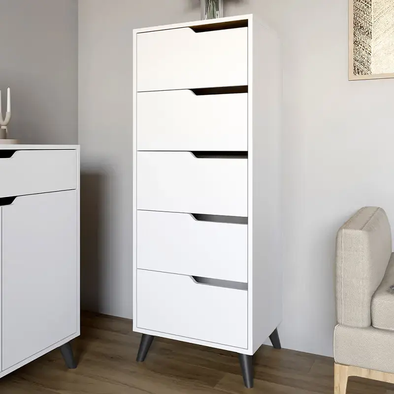 Комплект меблів для вітальні М-ЗОН Борн Німфея Альба (білий) 5 предметів з чорними ніжками (MZN-031075) - фото 7