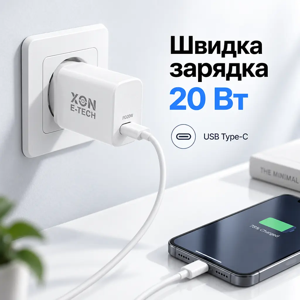 Зарядний пристрій XON PowerCharge 20W (PD20) USB Type-C (PCWB020020A0С1W 6167) Білий - фото 3