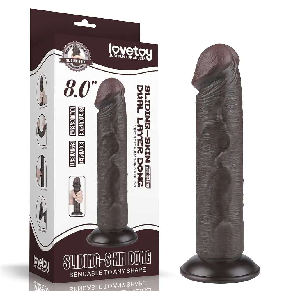 Фаллоимитатор с присоской Lovetoy Sliding-skin Dong 20 см черный - фото 13