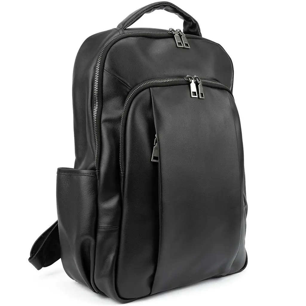 Чоловічий шкіряний рюкзак чорний Tiding Bag 1665A - фото 9