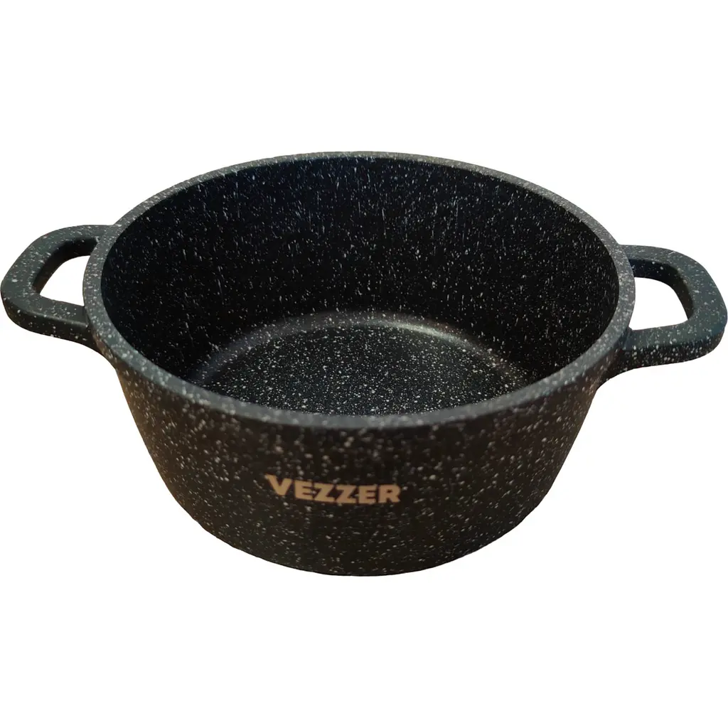 Каструля Vezzer з кришкою та силіконовими накладками на ручки 16 см 1.3 л чорна (VZ8010) - фото 2