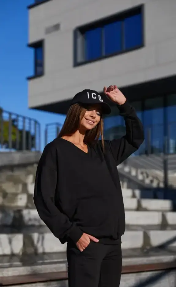 Світшот трикотажний для вагітних і мам-годувальниць oversize Liverpool розмір L-XL Lullababe Чорний - фото 5