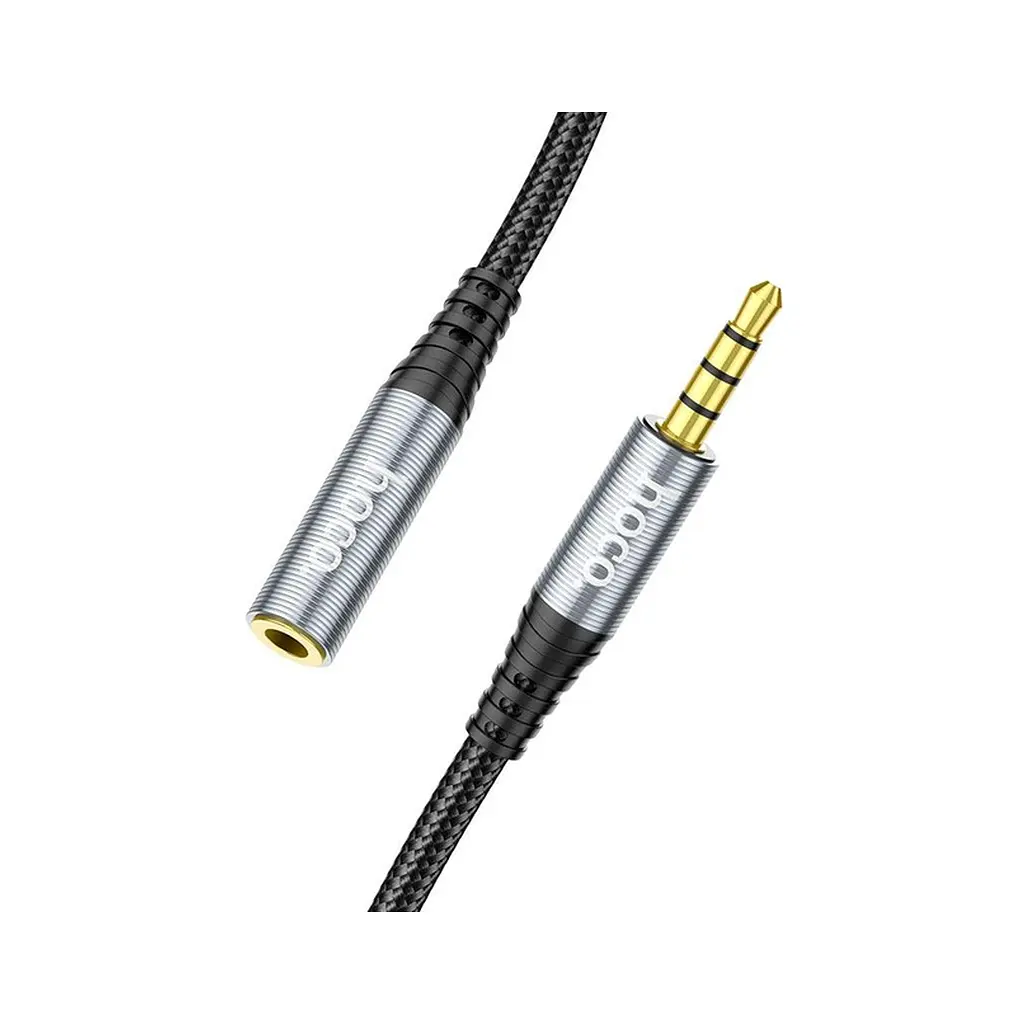 Кабель мультимедійний 3.5mm M to 3.5mm F 1.0m Gray HOCO (6931474762153) - фото 4