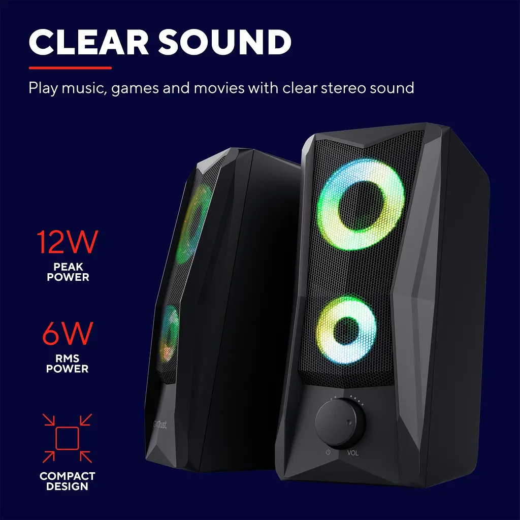 Акустична система Trust GXT 606 Javv 2.0, USB/AUX, RGB, чорний - фото 10