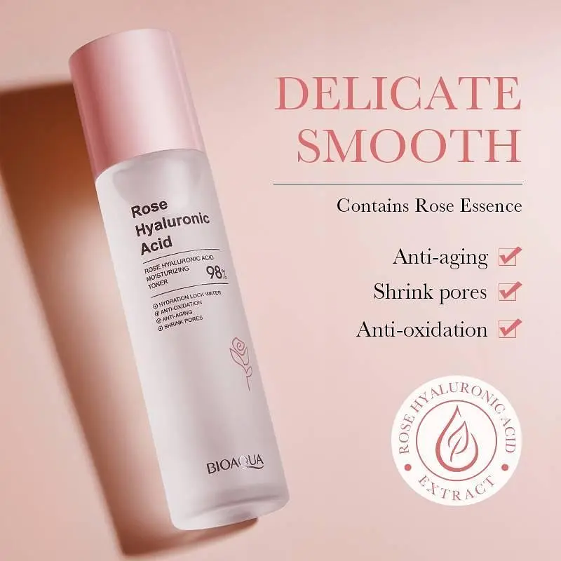 Зволожуючий тонер для обличчя Bioaqua Rose Hyaluronic Acid Moisturizing Toner з екстрактом троянди 100 мл - фото 3
