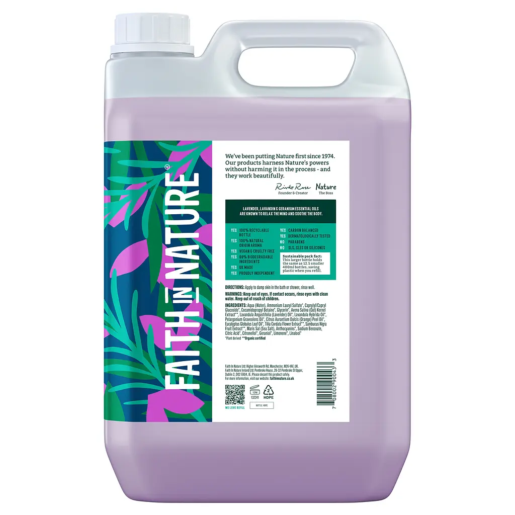 Натуральный гель для душу Faith in Nature з лавандою та геранню 5 л  - фото 2