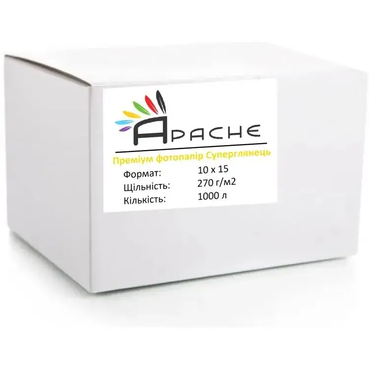 Фотопапір Apache 270 г/м2 RC Суперглянець 10x15 см Білий 1000 шт