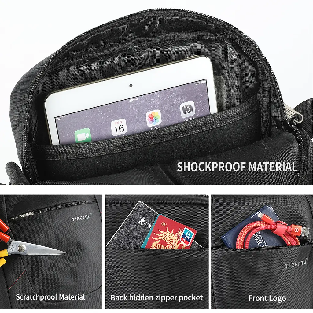Сумка через плечо Tigernu T-L5108 5л с отсеком для планшета 9.6'' Black (17067) - фото 4
