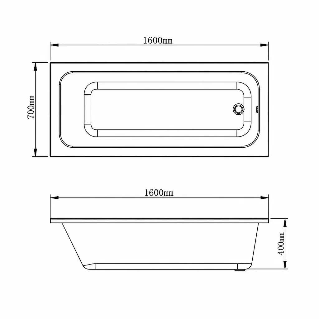Вбудована акрилова ванна VBI Grappa 160x70, біла VBI-071616 - фото 5