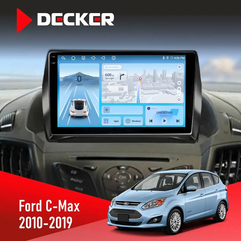Штатна магнітола Ford C-Max 2010-2019 Decker D9-010 6x128, DSP, 4G, 2K Decker (НФ-00004646)