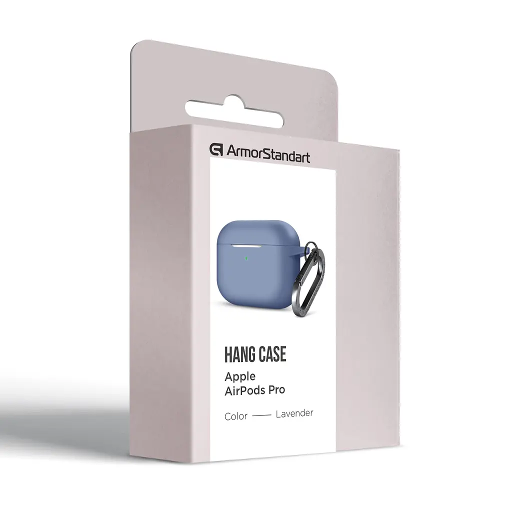 Силіконовий чохол для навушників Apple AirPods Pro, Hang Case, фіолетовий, ультратонкий захисний кейс товщиною 2 мм, захист від подряпин, пилу та ударів, компактний, з карабіном для кріплення, ArmorStandart (ARM56062) - фото 8
