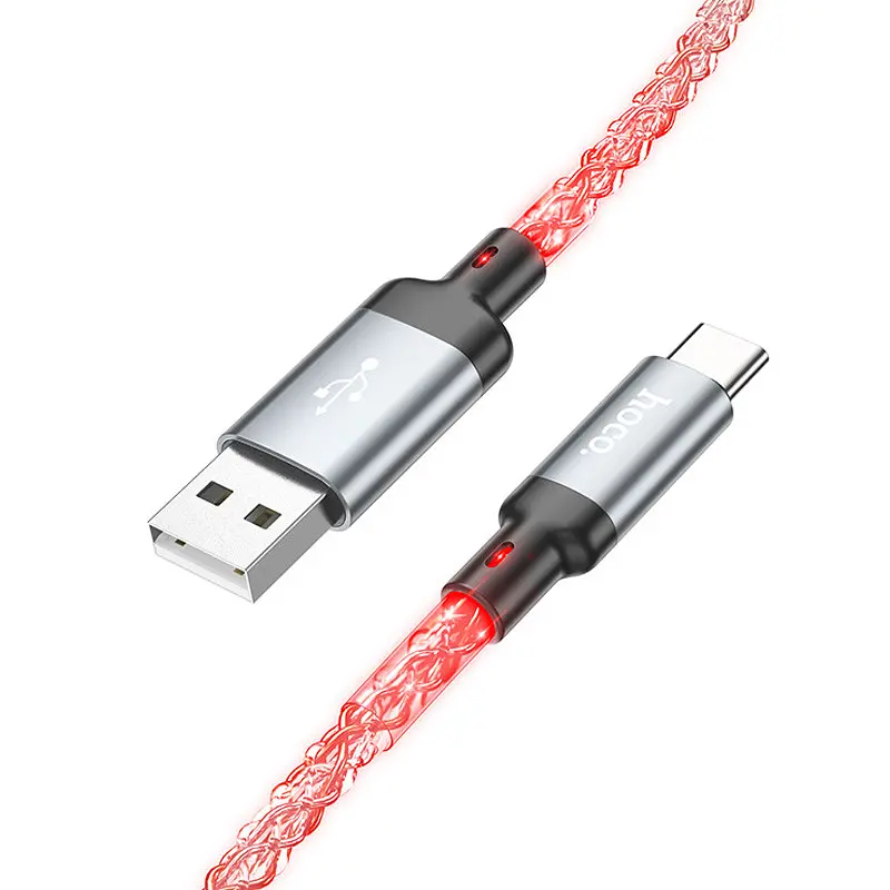 Дата кабель Hoco U 112 Shine 2.4 A USB to Type-C (1 m) Gray - фото 2
