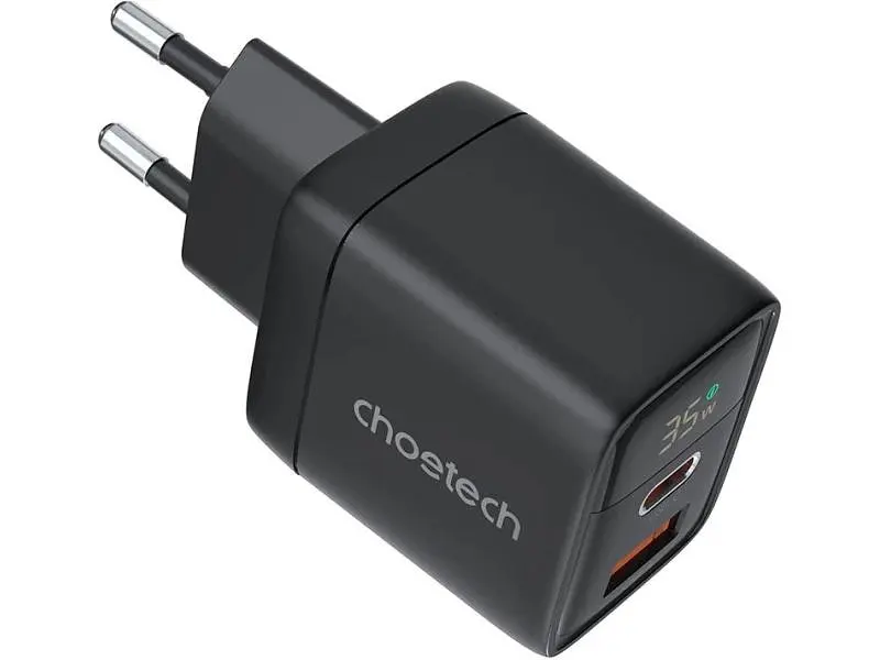Мережевий зарядний пристрій Choetech PD6052 35 W GAN Black (PD6052-EU-BK) - фото 2