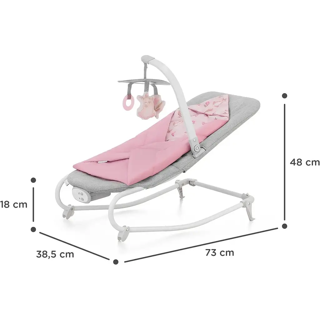 Шезлонг-качалка Kinderkraft Felio 2 Peony Rose серый с розовым KBFELI20PNK0000 (00-00305172) - фото 5