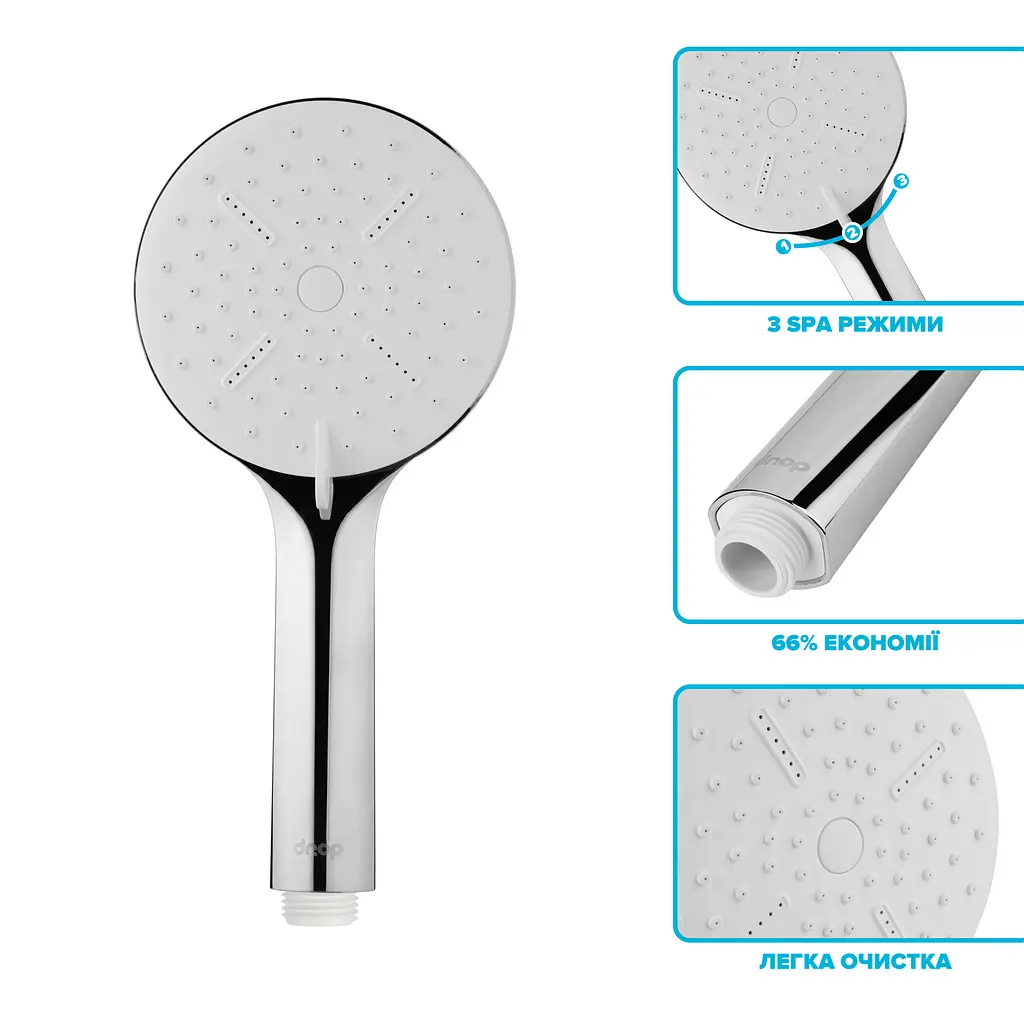 Водосберегающая душевая лейка Drop SPA3F-MULTI120WH "X-Cross" с 3 SPA потоками - Экономия 42% - фото 3