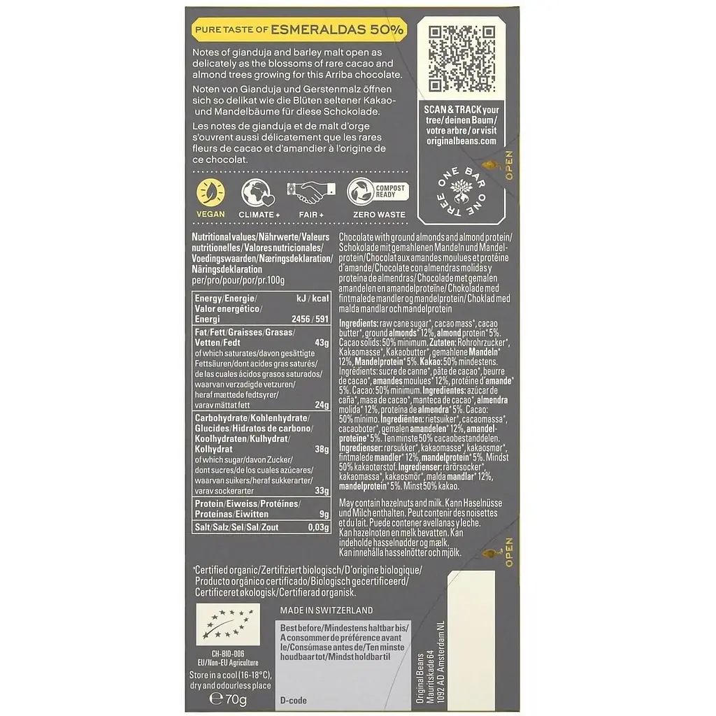 Шоколад молочний Original Beans Vegan Milk Емеральдас Еквадор органічний 70 г - фото 2