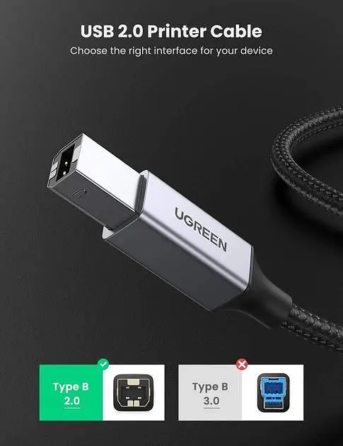Кабель UGREEN US369 USB 2.0 to USB type B USB Printer Cable для принтерів, сканерів, БФП 1.5 м Black (80802) - фото 6