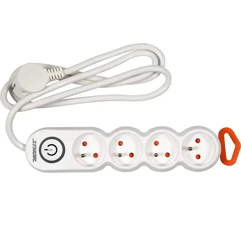 Удлинитель сетевой Sthor 1.5 м 4 гнезда и включатель 3-жильный 1,5 мм² с заземлением белый (72353) - фото 2