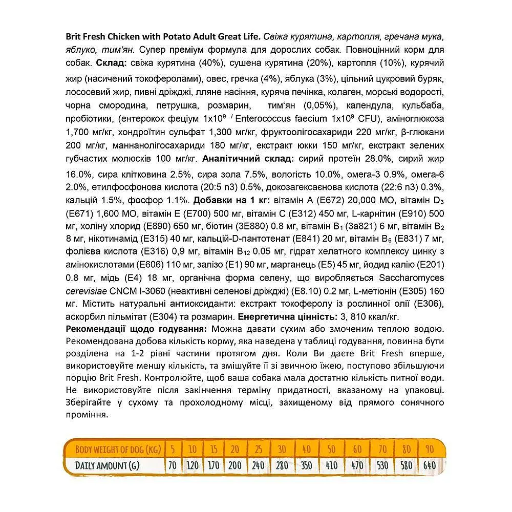 Сухой корм для взрослых собак всех пород Brit Fresh Chicken/Potato Adult 2.5 кг - фото 4