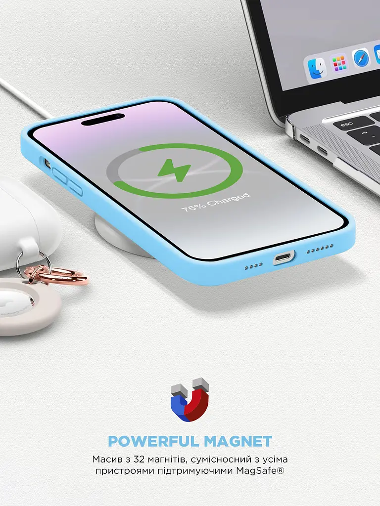 Силиконовый чехол с MagSafe для Apple iPhone 14 Pro, ICON2 MagCase, голубой, противоударный, панель с мягкой подкладкой, защита всего корпуса, поддержка беспроводной зарядки, совместим с защитными стеклами и пленками, ArmorStandart (ARM68406) - фото 9