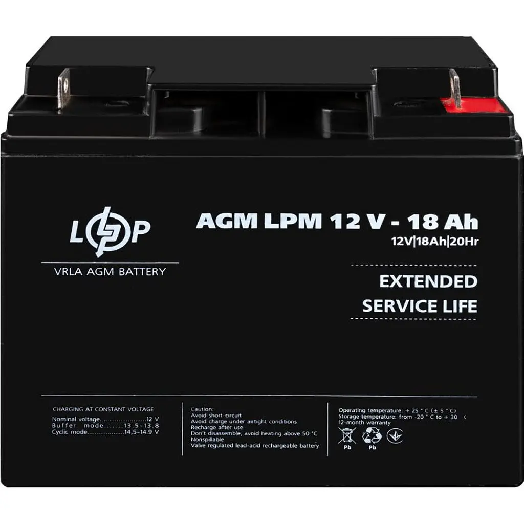 Акумулятор LogicPower AGM 12V/18Ah/216Wh [4133] [109155] - фото 3