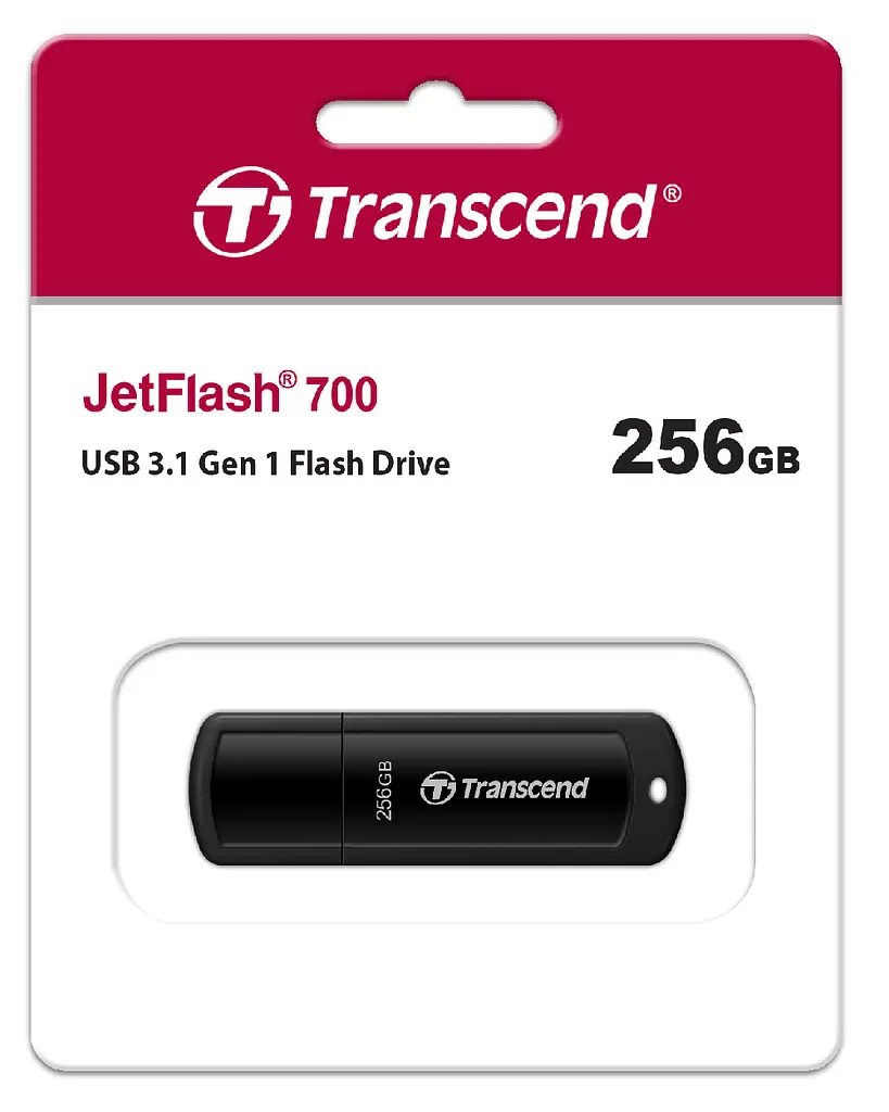 Flash Drive Transcend JetFlash 700 256GB USB 3.1 Black (TS256GJF700) (6986640) - фото 2