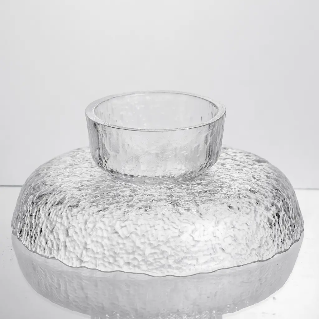 Фруктовниця на ніжці Ice Textured 20 см з крижаною текстурою скла Yiwu HP-34-89 - фото 4