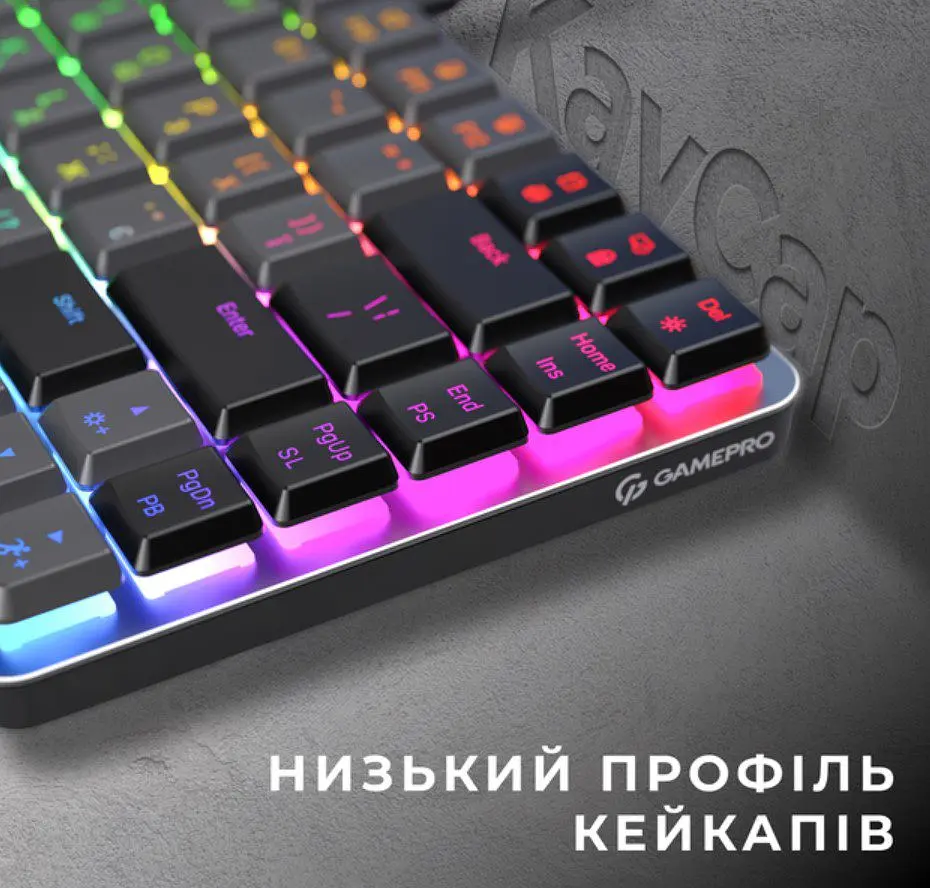 Клавіатура ігрова механічна GamePro GPMK-141R Red Swich Low Profile 75 RGB Dark Gray - фото 9