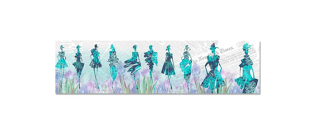 Вініловий кухонний фартух Happy Pocket Мода 02 наклейка для кухні силуети фешн Люди Блакитний 65х250 см Z181450 - фото 7