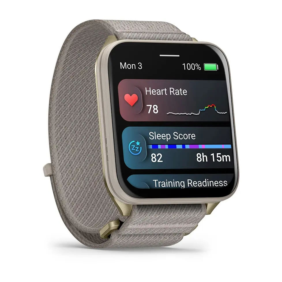Смарт-годинник Garmin Venu X1 Soft Gold Titanium with French Grey Nylon (010-02980-33) - фото 7