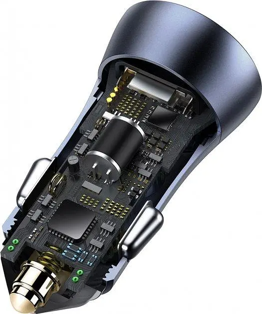 Автомобільний зарядний пристрій Baseus Golden Contactor Dual Quick Charger U+C 40W TZCCJD-0G Dark Grey - фото 4