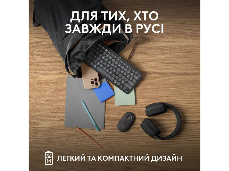 Клавіатура Logitech Pebble Keys 2 K380s Tonal Graphite UA (920-011851) - фото 5