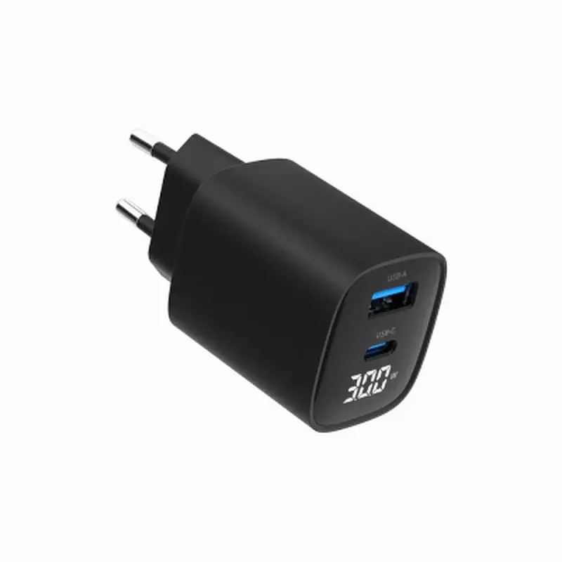 Зарядний пристрій Gembird 1xUSB-A (QC3.0 18W) + 1 Type-C (PD20W) LCD black (TA-UC-PDQC30LCD-BK-01) - фото 3