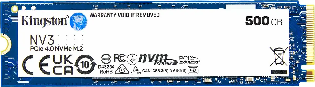 Накопичувач SSD Kingston NV3 M.2 2280 PCIe 4.0 x4 NVMe 3D TLC 500GB (SNV3S/500G)