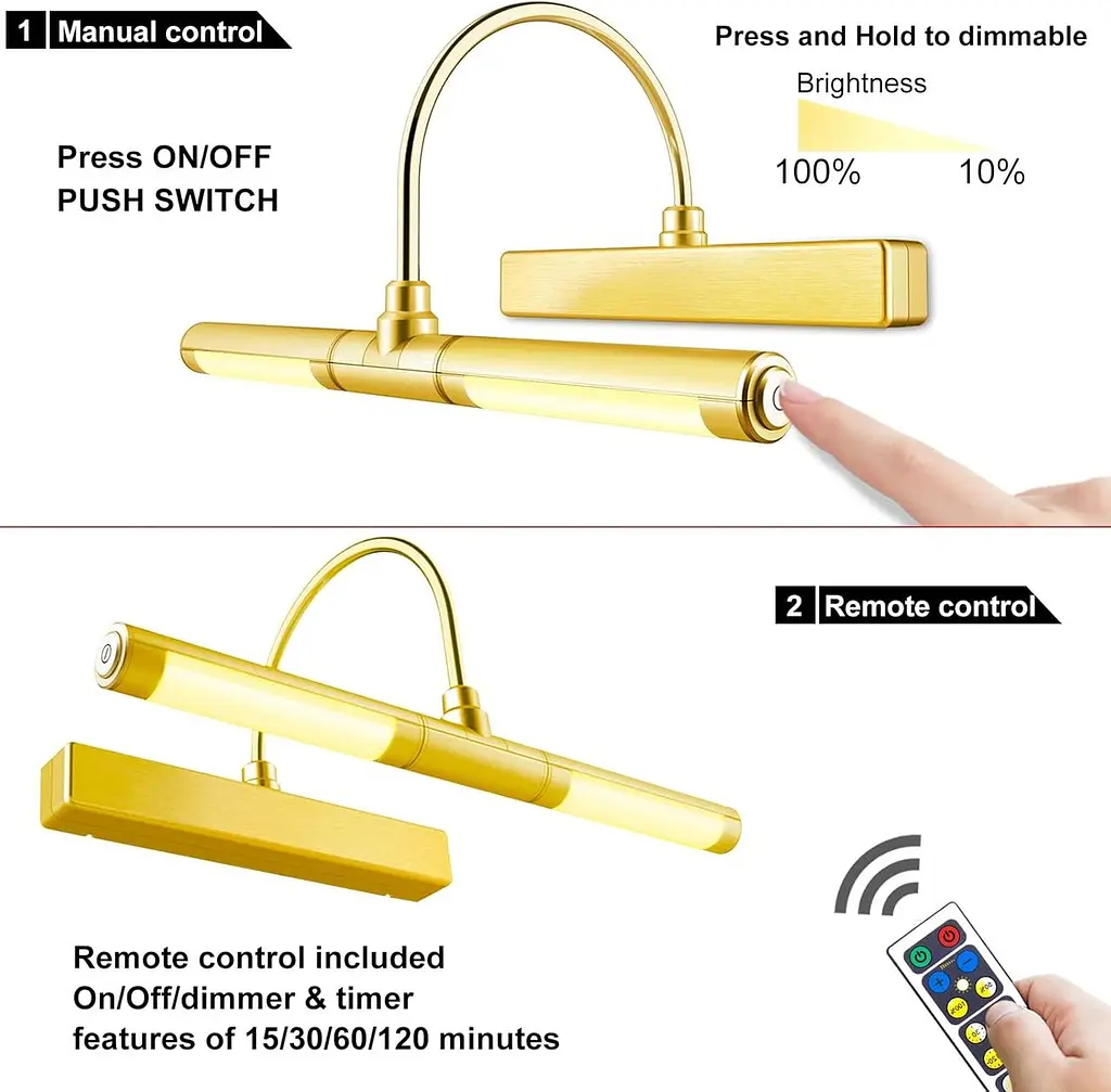 Светодиодный светильник HONWELL LED Picture Light беспроводной 3 режима с дистанционным управлением - фото 4