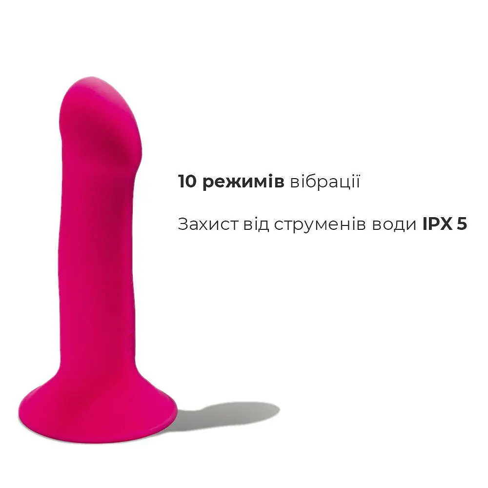 Ділдо з вібрацією Adrien Lastic Hitsens 2 Pink, відмінно для страпону, макс діаметр 4 см, довжина 17,2 см - фото 4