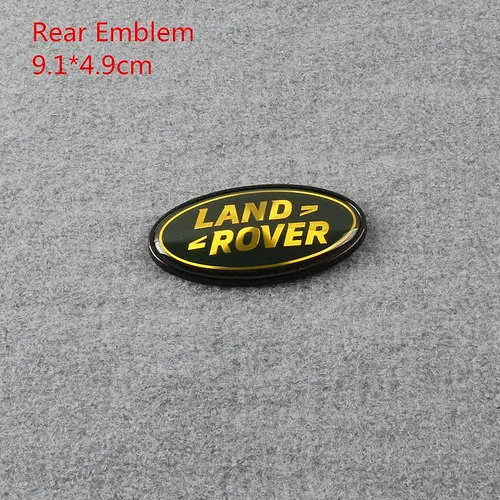 Емблема задня LAND ROVER хакі+золотий напис з чорним ободом 91х50 мм метал (на скотчі) DAH100680 - фото 3